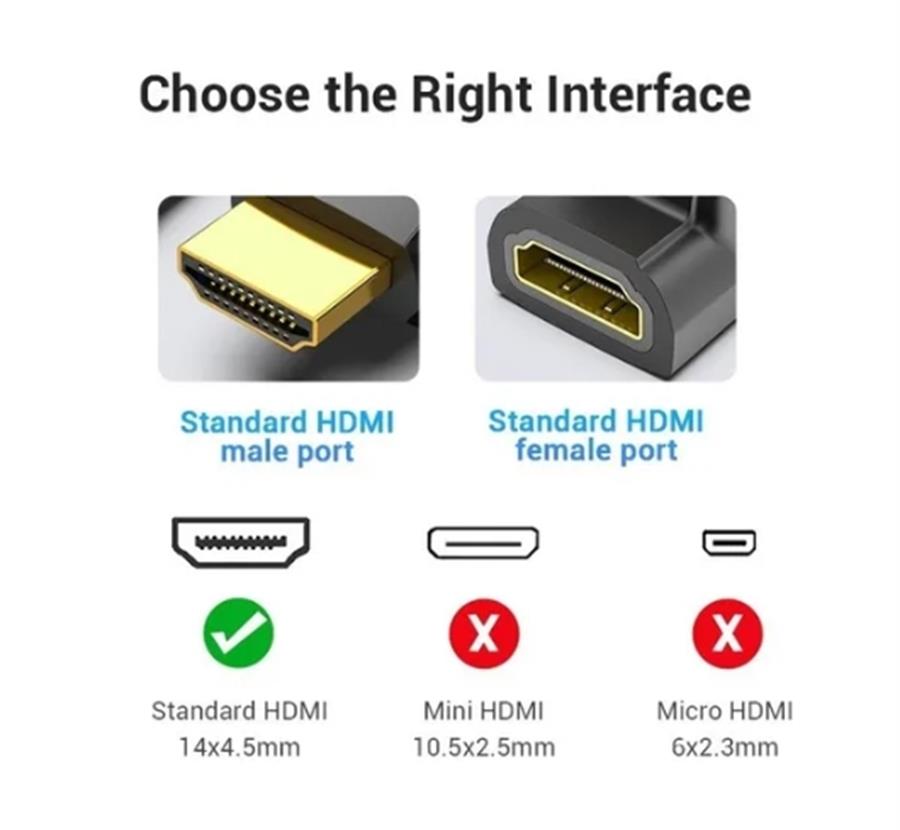 Adaptador X2 Hdmi Macho A Hembra Codo  90° Vertical Vention